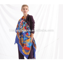 Oversized custom silk scarf screen printing women neck scarf shawls